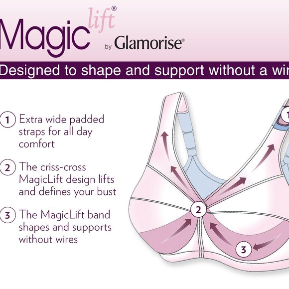 Set of 3! 40B Glamorise MAGIC LIFT Full Figure Bra (COMFORT-STRAPS) Blue-Ice - Picture 5 of 13